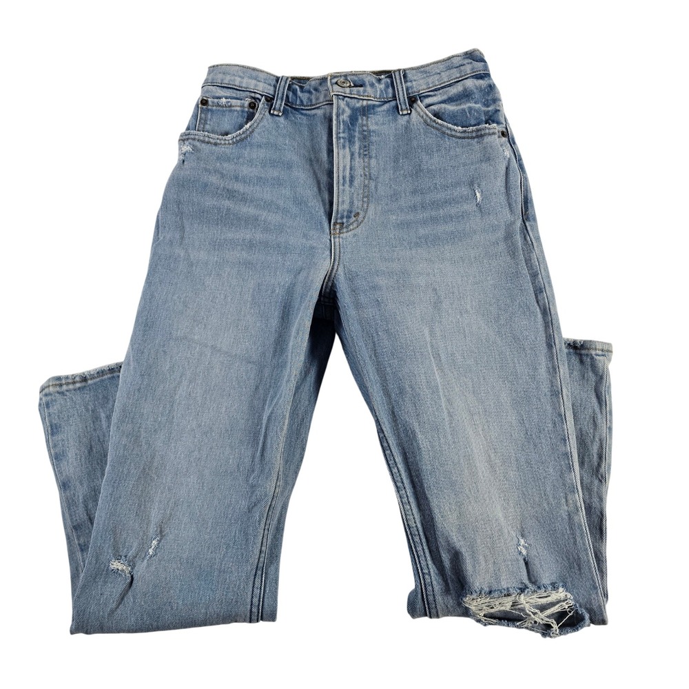 Abercrombie The Kick‎ Flare Ultra High Rise Light Distressed Jeans Womens 27 4R